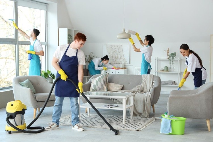 Our team cleaning kitchen